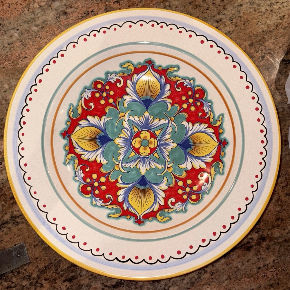 Ceramica Nova Deruta Italy Hand Painted‎ Majolica Serving Dish 15" X 3"